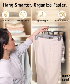 Alternative view of 12 inch 30 Pack Pants Hangers Slim Plastic Clothes Hangers with Clips for Skirts. Shorts & Trousers – Non Slip Grip. Heavy Duty Space Saver with Swivel Hook – Black Closet Organizer