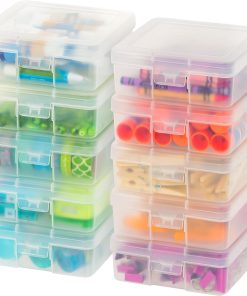 IRIS USA Clear Cases |Made in USA| Plastic Box Organizers (10-Pack)- Small | Bead Storage Organizing Containers with Snap Lid for Arts. Crafts. Ephemera. Stickers. & Dance Cheer