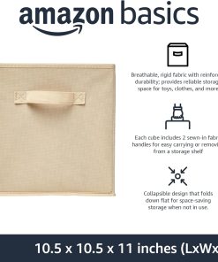 Alternative view of Amazon Basics Collapsible Fabric Storage Cubes Organizer with Handles. Sturdy Storage Bins for Organization. 10.5 x 10.5 x 11. Beige. 6-Pack